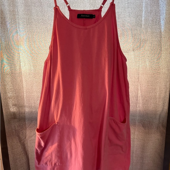 Pink Tank Romper with Pockets - Picture 1 of 3